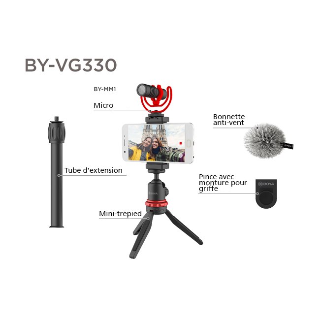 Accessoires inclus dans le kit universel Boya BY-VG330